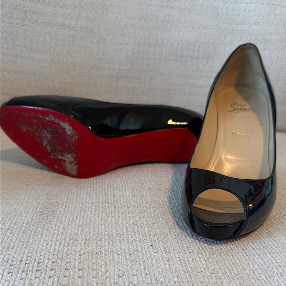Christian Louboutin Glossy Black Peep-Toe Heels Gently worn. - Picture 2 of 3